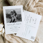 Ellesmere Modernes Minimalistisches Foto Save the  Postkarte<br><div class="desc">Die Ellesmere Wedding speichert die Dattelkarte mit einem modernen,  minimalistischen Design und einem handgeschriebenen Script-Schriftart auf weißem Hintergrund. Die Skriptüberschriften sind ein Bild,  das nicht bearbeitet werden kann. Der andere Text ist vollständig editierbar. Für eine erweiterte Anpassung dieses Designs,  wählen Sie einfach die Schaltfläche "Anpassen" oben.</div>