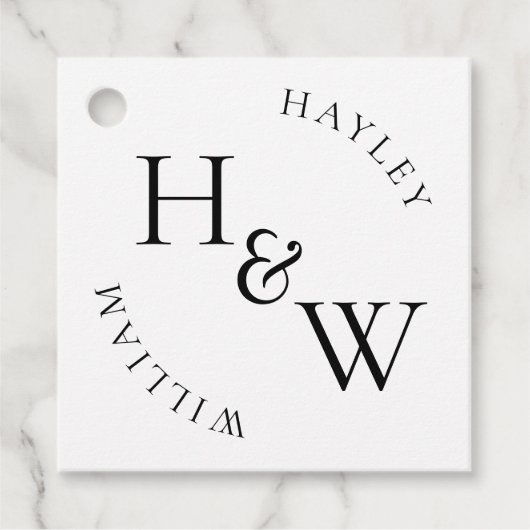 Ellesmere Monogram-Gastgeschenk Hochzeit Geschenkanhänger (Vorderseite)