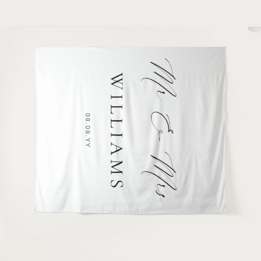 Ellesmere Mr. and Mrs Wedding Backdrop Wandteppich (Vorderseite (Horizontal))