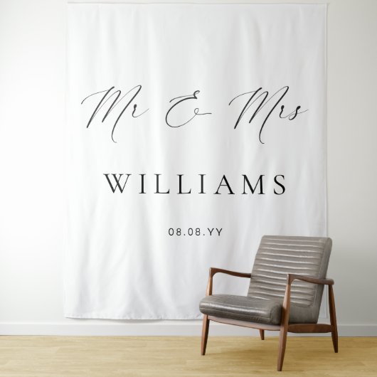 Ellesmere Mr. and Mrs Wedding Backdrop Wandteppich (Beispiel)