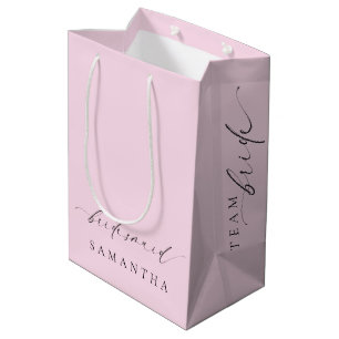 Ellesmere Pink Minimalist Brautjungfer Hochzeit Mittlere Geschenktüte
