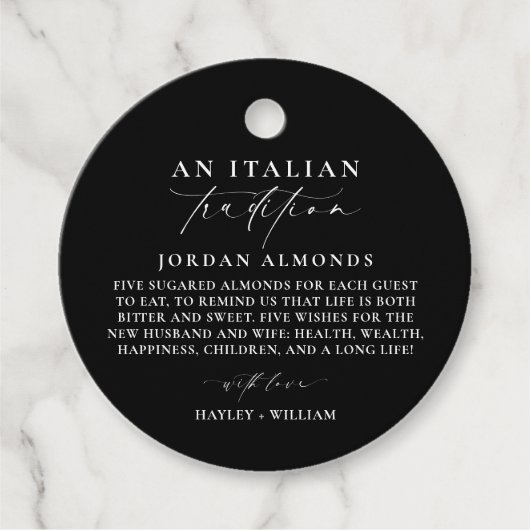 Ellesmere Schwarze Italienische Tradition Sugared Geschenkanhänger (Vorderseite)