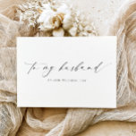 Ellesmere to My Husband Wedding Day Karte<br><div class="desc">Die Ellesmere Hochzeitskarte besticht durch ein modernes, minimalistisches Design auf weißem Hintergrund und sorgt für ein sauberes und einfaches Aussehen. Die Überschrift des Skripts ist ein Bild, das nicht bearbeitet werden kann. Der andere Text ist vollständig editierbar. Für eine erweiterte Anpassung dieses Designs, wählen Sie einfach die Schaltfläche "Anpassen" oben....</div>