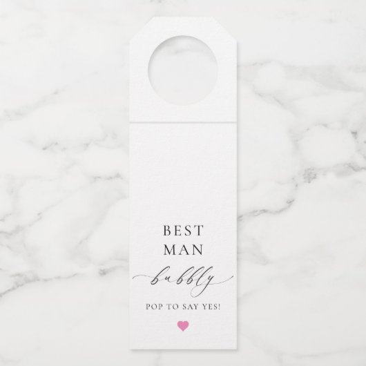 Ellesmere Trauzeuge Bubbly Bottle Hanger Tag Flaschenanhänger (Vorderseite)