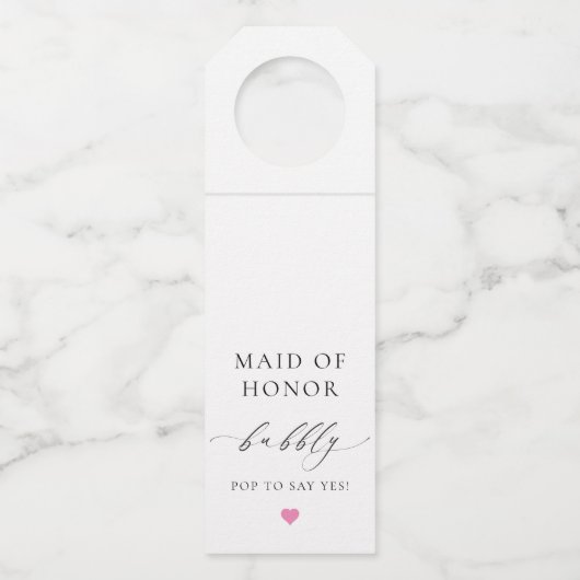 Ellesmere Trauzeugin Bubbly Bottle Hanger Tag Flaschenanhänger (Vorderseite)