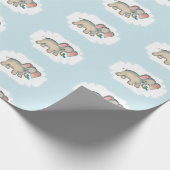 Ellie Elephant und der Bluebird auf Blue Geschenkpapier (Ecke)