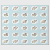 Ellie Elephant und der Bluebird auf Blue Geschenkpapier (Flach)