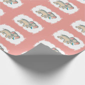 Ellie Elephant und der Bluebird auf Rosa Geschenkpapier (Ecke)