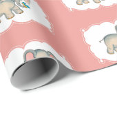 Ellie Elephant und der Bluebird auf Rosa Geschenkpapier (Rolleneckpunkt)