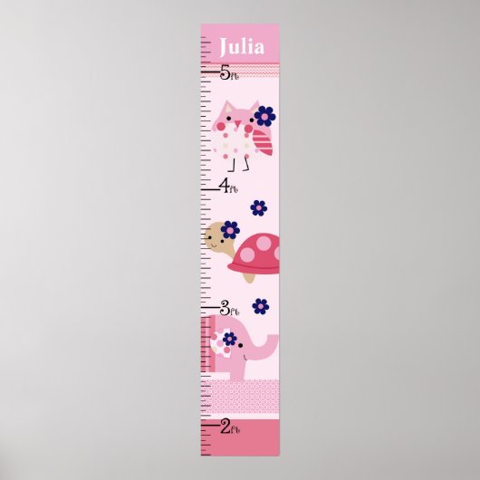 Ellie/Ella Elephant/Owl Growth Chart Behalte bei 8 Poster (Vorne)