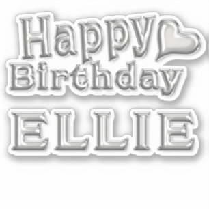 Ellie Happy Birthday silver Aufkleber Sticker