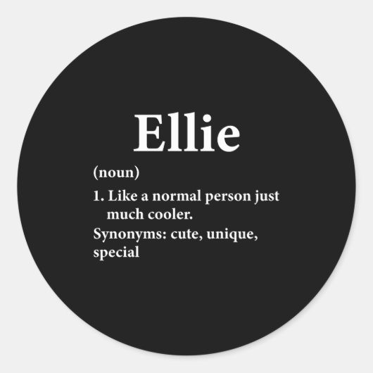 Ellie Name Definition Runder Aufkleber (Vorderseite)
