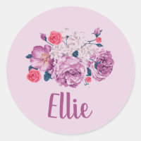 Ellie Name Floral Custom Vintag Blume Pink Girl