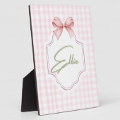 Ellie Personalisiert Pink Bow & Gingham Print Fotoplatte (Seite)