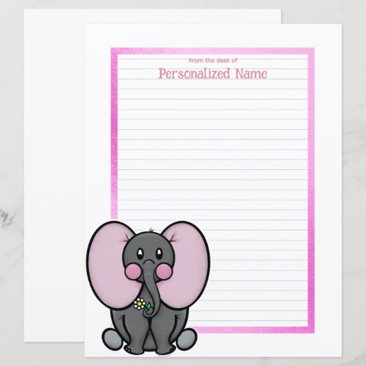 Ellie Phant Frame Lined Paper Sheet (Vorne/Hinten)