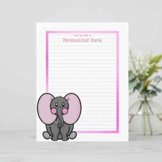 Ellie Phant Frame Lined Paper Sheet (Stehend Vorderseite)