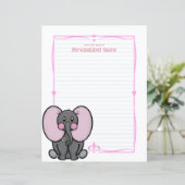 Ellie Phant Pink Lined Paper Sheet (Stehend Vorderseite)