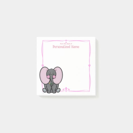 Ellie Phant Pink Post-it Klebezettel (Vorderseite)