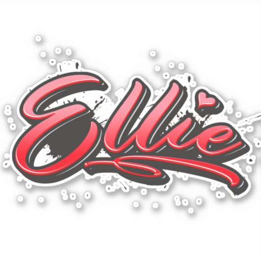 Ellie red Heart Graffiti Aufkleber Sticker (Vorderseite)