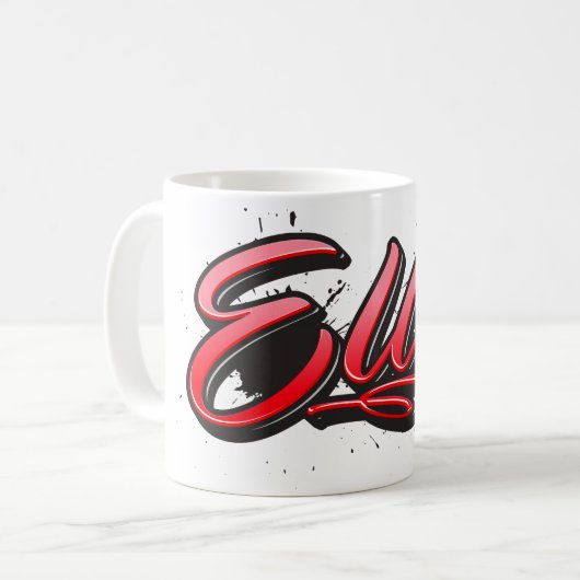 Ellie red Heart Graffiti Tasse Kaffeetasse (Vorderseite Links)