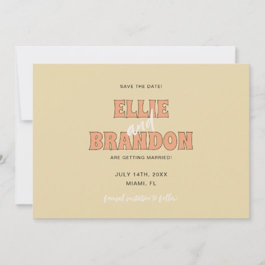 ELLIE Retro Bold Lettering Wedding Foto Save The Date (Vorderseite)