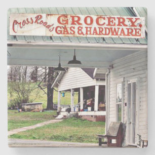 Ellijay, Georgia, Äpfel, Kreuzung, Vintage-Schild Steinuntersetzer