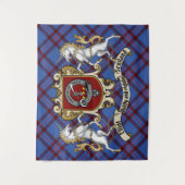 Elliot Clan Abzeichen & Unicorns w/Tartan Wandteppich (Vorderseite)