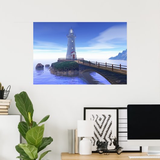 Elliot Key Lighthouse - Caribbean Blue Poster (Heimbüro)