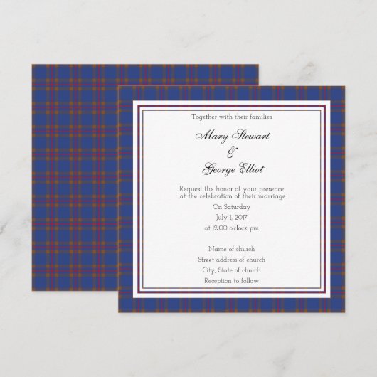 Elliot Scottish Wedding Square Einladung (Vorne/Hinten)