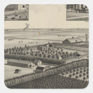Elliott Residence and Farm, Reis Landkreis, Kansas Quadratischer Aufkleber