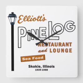 Elliott's Pine Log Restaurant, Skokie, IL. 1939-88 Quadratische Wanduhr