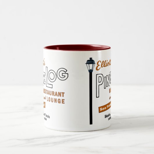 Elliott's Pine Log Restaurant, Skokie, IL. 1939-88 Zweifarbige Tasse (Mittel)