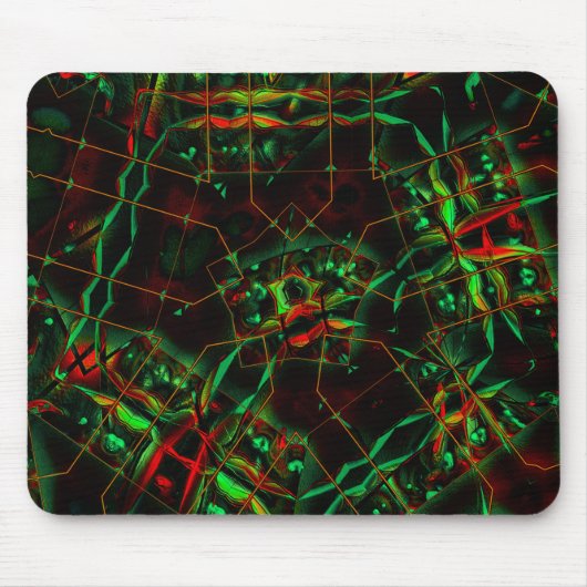 Elliptisch zerstört, glanzgrüne bis rote Linien Mousepad (Vorne)