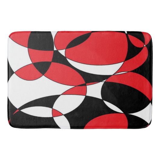 Elliptische Badematte, schwarz, weiß und rot Badematte (Vorderseite)