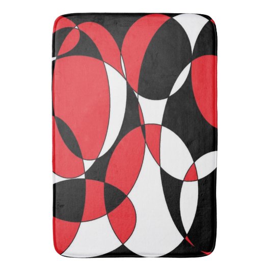 Elliptische Badematte, schwarz, weiß und rot Badematte (Vorderseite Vertikal)