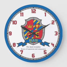 Ellis Name bedeutet heraldry Schild Buchstabe E Lö Große Wanduhr