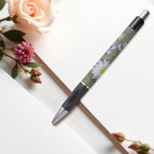 Ellis Rowan Blue White Water Lily Blume Pen Kugelschreiber