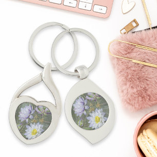 Ellis Rowan Blue White Water Lily Vintage Blume Schlüsselanhänger