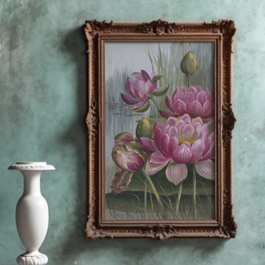 Ellis Rowan Pink Water Lily Vintage Blume Poster