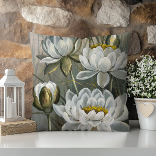 Ellis Rowan Weiße Seerose Vintage Blumen Kissen
