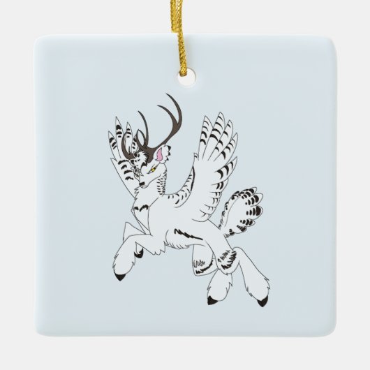 Ellis-Untamed Arctic OC Fantasy Winged Reindeer Keramikornament (Vorderseite)
