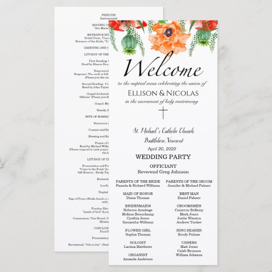 Ellison Katholic Wedding Program with Mass (Vorne/Hinten)