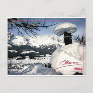 Ellmau Tirol Vintage-Alpen-Winterdorfansicht Postkarte