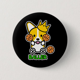 Ello Corgi Baller Basketball Niedlich Welsh Corgi Button