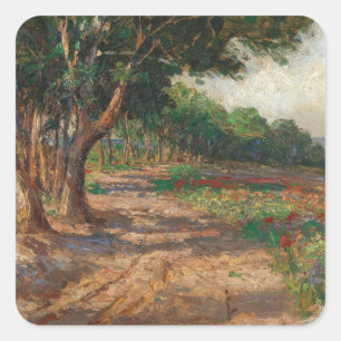 Elm gesäumte Promenade in Euxinograd Quadratischer Aufkleber
