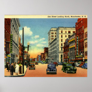 Elm St, Manchester, New Hampshire, 1948 Vintage Poster