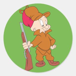 ELMER FUDD™ Mit Gun Runder Aufkleber