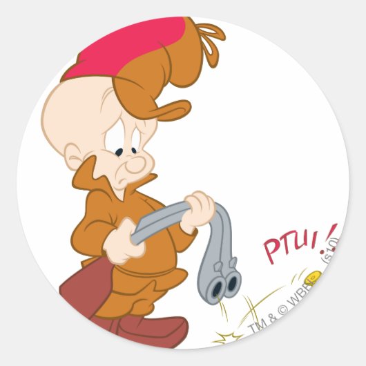 ELMER FUDD™'s Gun Failure Runder Aufkleber (Vorderseite)