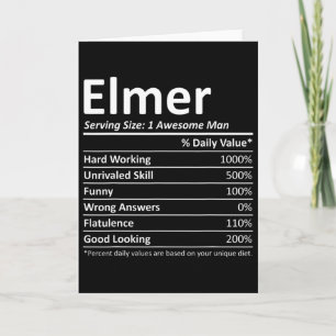 Elmer Nutrition Funny Birthday Personalisiert Name Karte