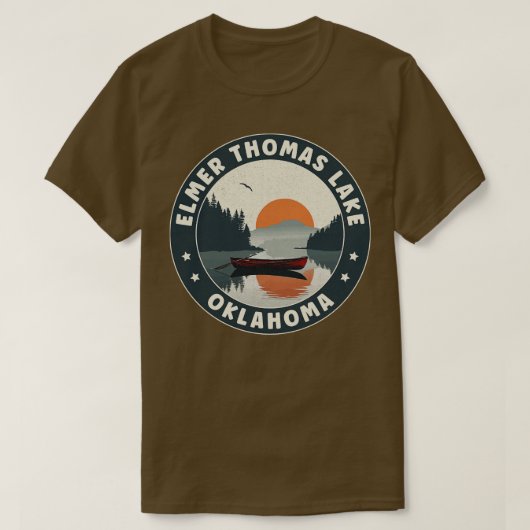 Elmer Thomas Lake Oklahoma Sunset T-Shirt (Design vorne)